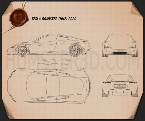 tesla roadster 2020 blueprint