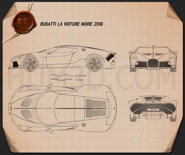 Bugatti La Voiture Noire 2019 Blueprint - Hum3D