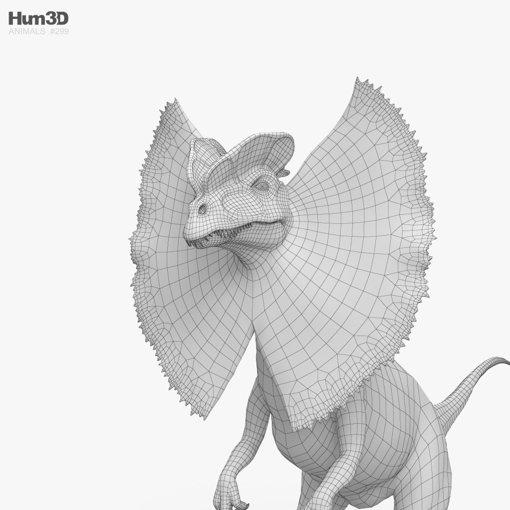 Dilophosaurus with Neck Frill HD 3D model - Animals on Hum3D