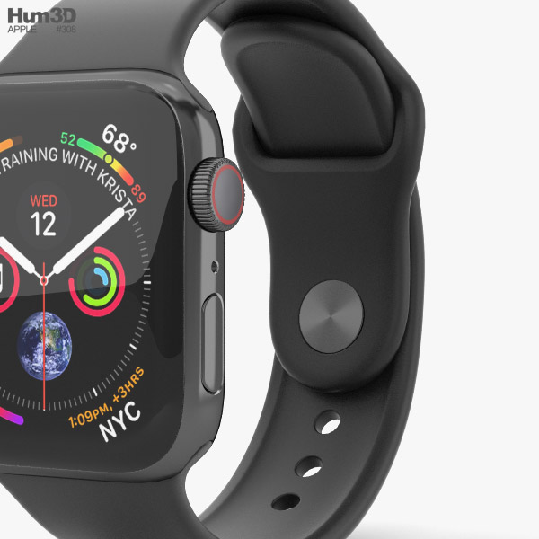 apple watch space black stainless steel case with black sport band