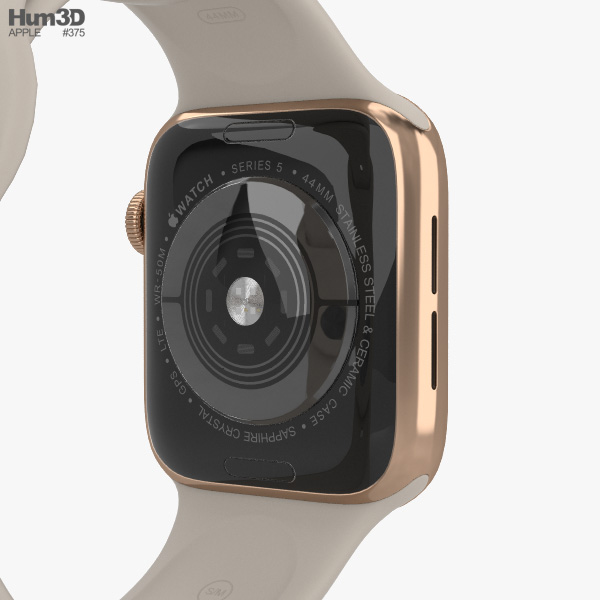 Apple Watch Series 5 44mm Gold Stainless Steel Case With Sport Band 3d Model Electronics On Hum3d