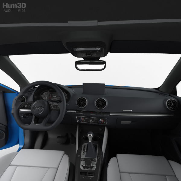 Audi A3 S Line Sedan With Hq Interior 2016 3d Model