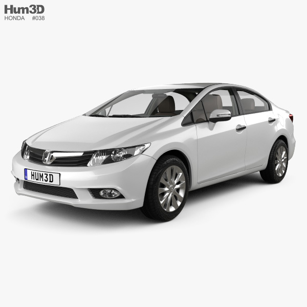Honda Civic Sedan With Hq Interior 2012 3d Model