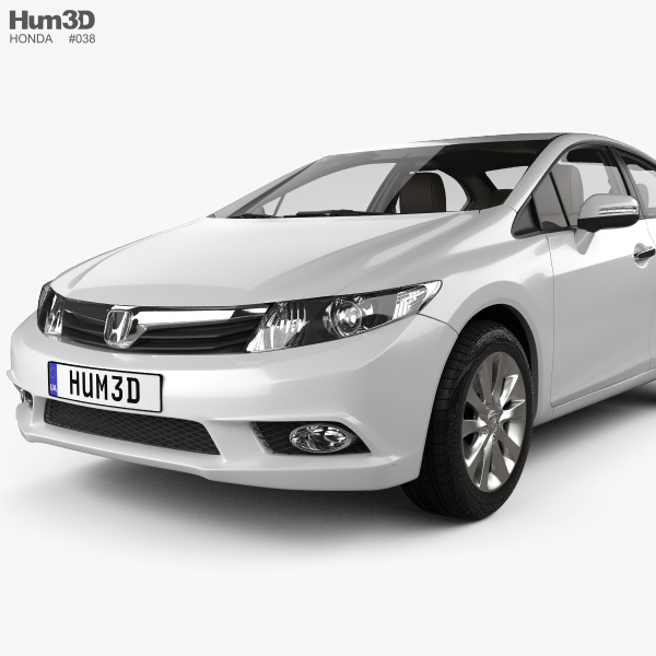 Honda Civic Sedan With Hq Interior 2012 3d Model