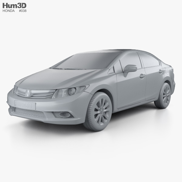 Honda Civic Sedan With Hq Interior 2012 3d Model