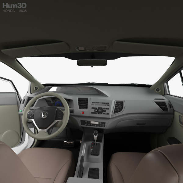 Honda Civic Sedan With Hq Interior 2012 3d Model